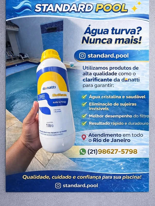 Clarificante Donatti — recupera águas turvas em piscinas