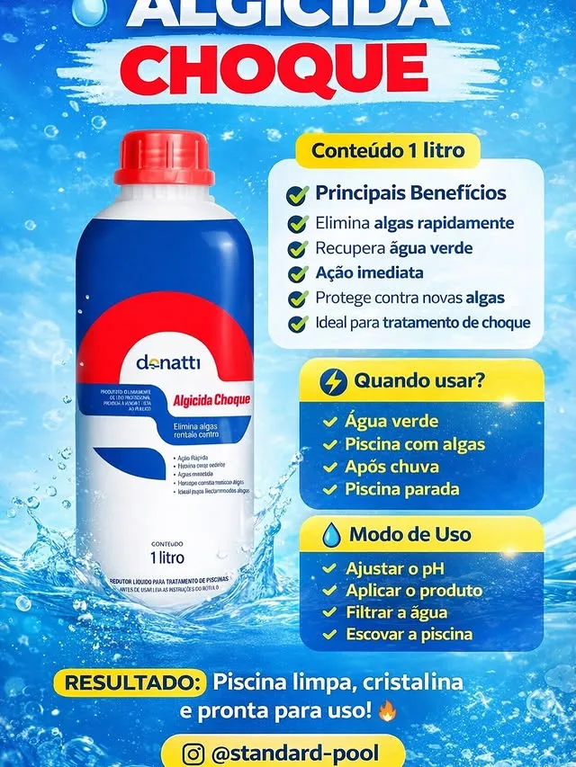 Algicida Choque Donatti — recupera piscinas com água verde