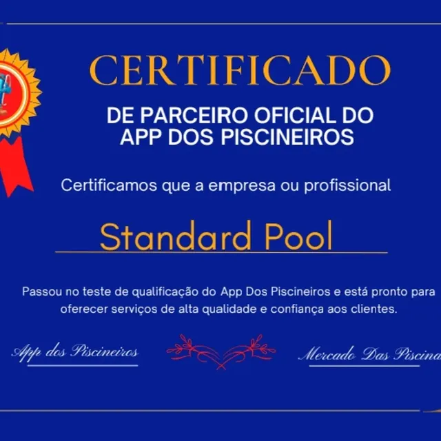 Certificado de curso técnico em piscinas — Standard Pool